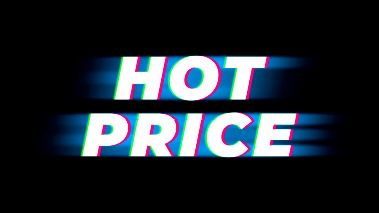 뜨거운 가격 텍스트 빈티지 글리치 효과 프로모션