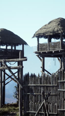 ancient village watchtowers and palisade