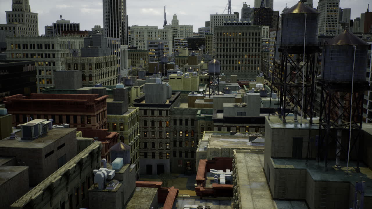 Urban skyline reveals a blend of old and new architecture capturing city life