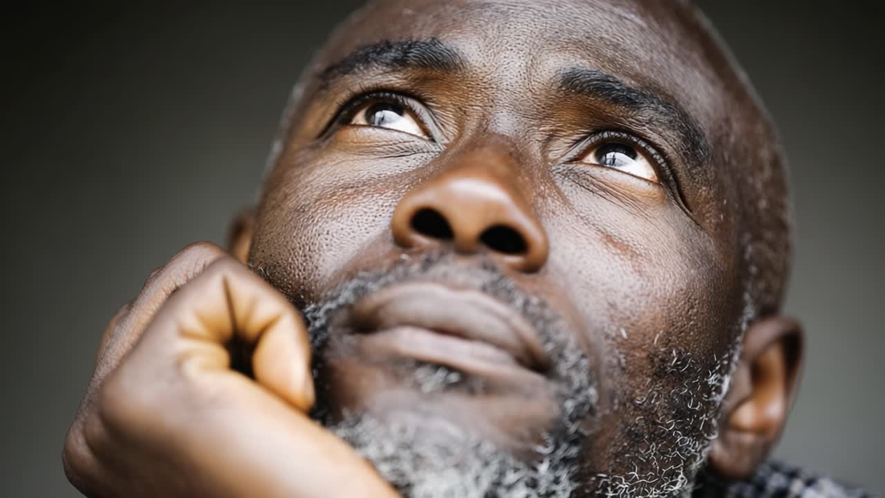 A Pensive Man Contemplates Life's Challenges, Reflecting with Hope and Introspection in a Thoughtful Expression of Deep Emotion and Personal Journey