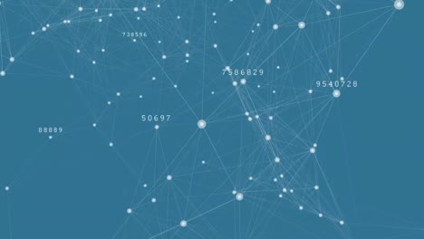 animation of network of connections with burning paper on blue background