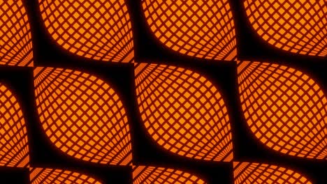 patrón geométrico abstracto con formas naranjas brillantes sobre un fondo negro