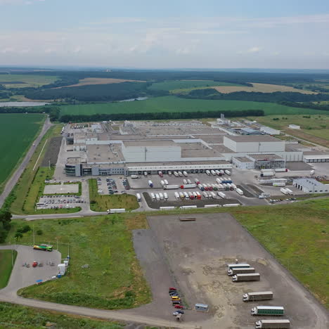 aerial view of a modern poultry farm. modern factory exterior