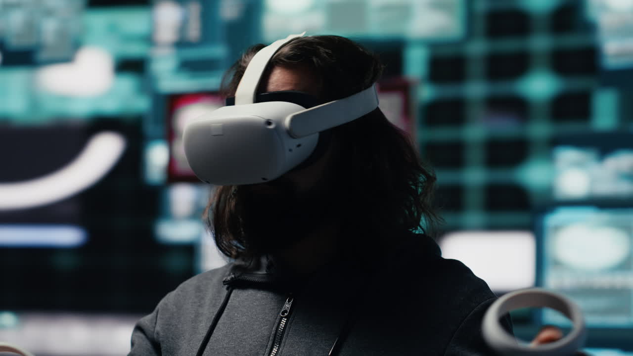 Spy bypasses network security and engages in cyber intrusion with vr glasses