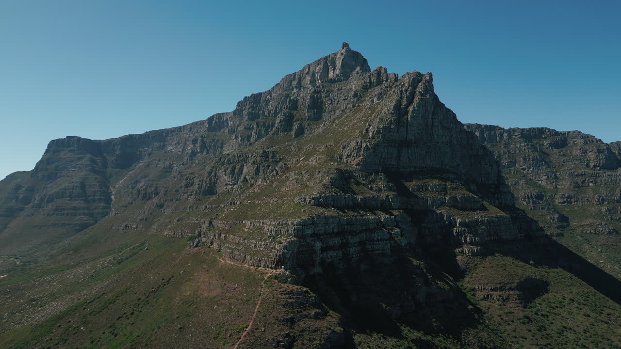 Sunny day Drone Shot of Table Mountain in Cape Town, South Africa