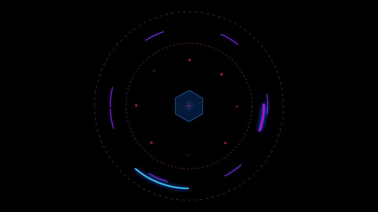 Futuristic Digital HUD Interface with Rotating Circular Elements