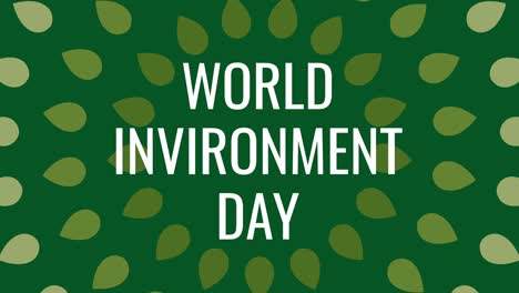 animación conceptual del día mundial del medio ambiente en un fondo verde con hojas giratorias. concepto de ecología telón de fondo animado