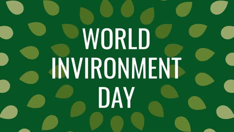 world environment day concept animation on a green background with rotating leaves. ecology concept animated backdrop