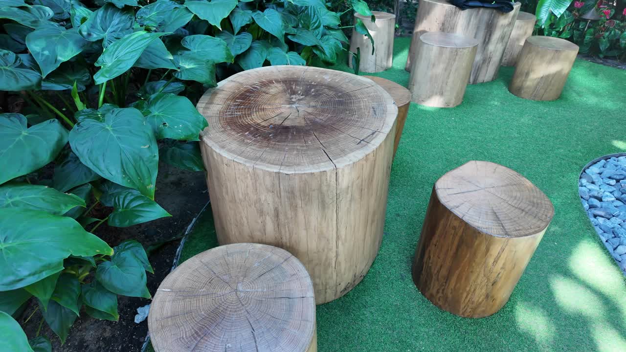 Tree stump garden decor