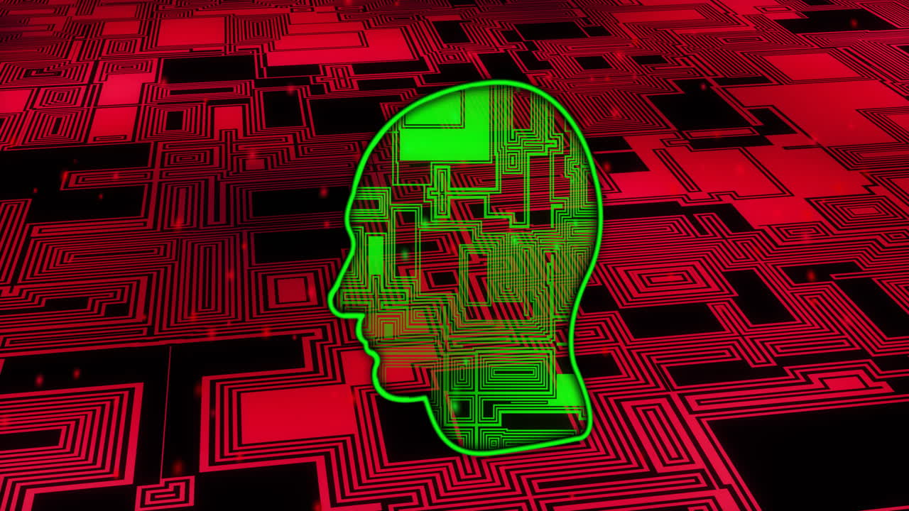 animación de la cabeza y procesamiento de datos a través de una placa de circuitos