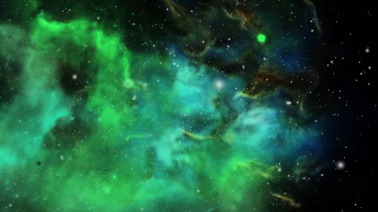 nubes de nebulosa verde oscuro moviéndose y flotando en el universo