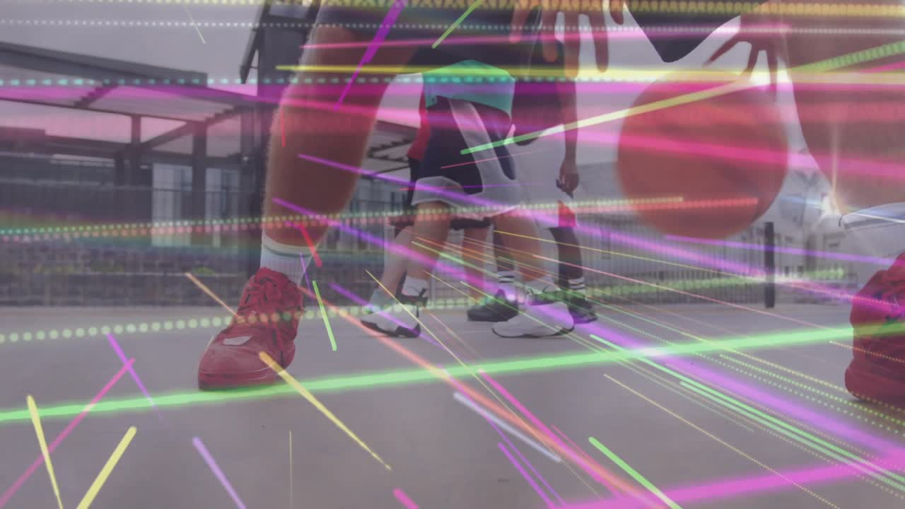 Seeing defender closing in, red-shoed player dribbling ball crossover move to outpace defender