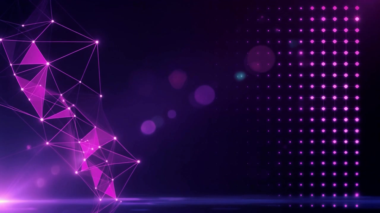 Abstract Digital Network Connection with Glowing Purple Nodes