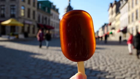 brown popsicle in old quebec city