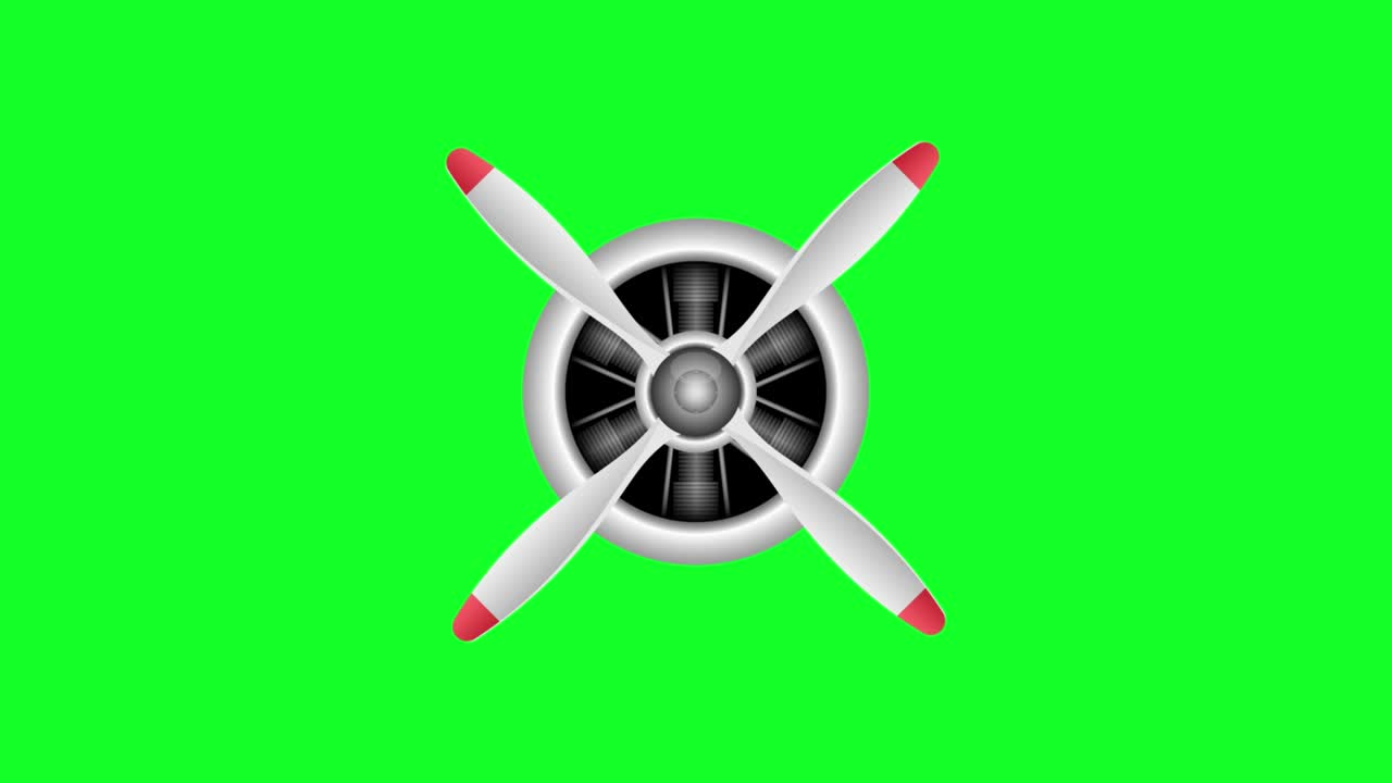 녹색 바탕에 고립 된 비행기 프로펠러 회전