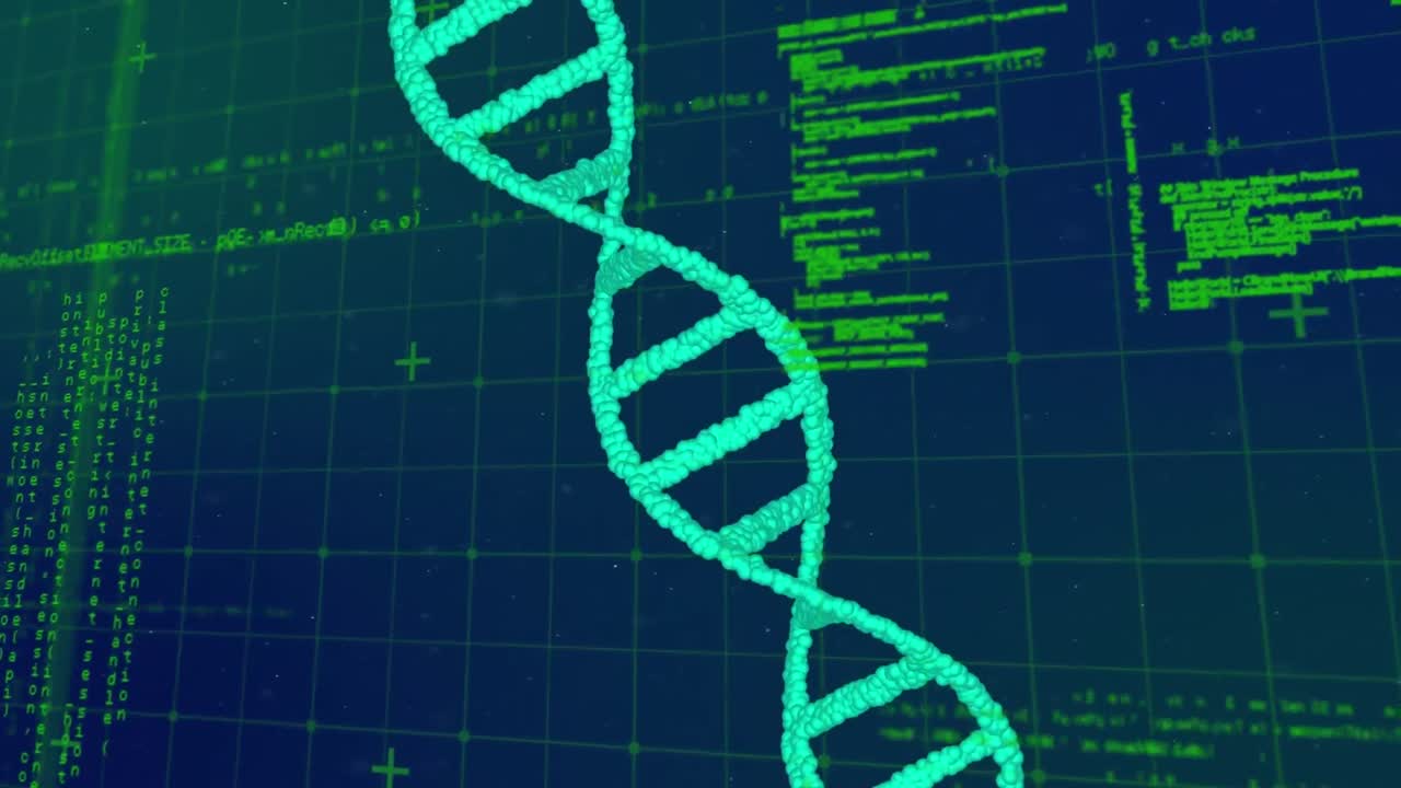 Animation of dna strand spinning and medical data processing