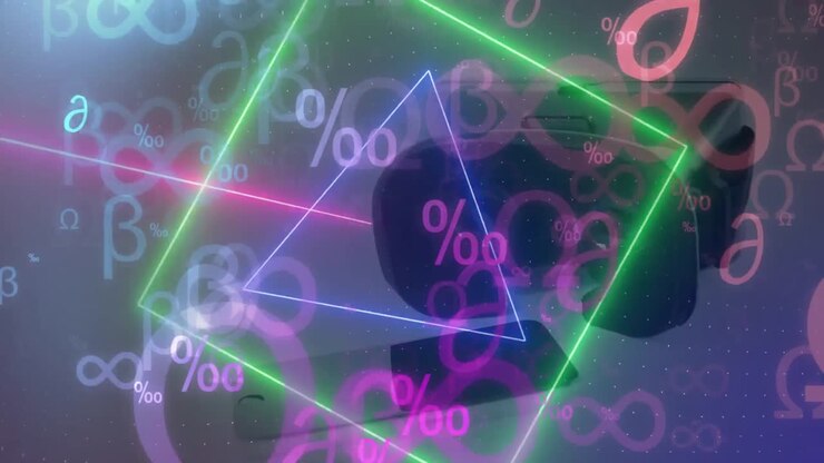 Animation of neon shapes over vr headset