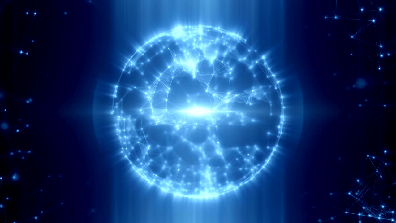 Abstract sphere from connected plexus white dots and lines and a ...