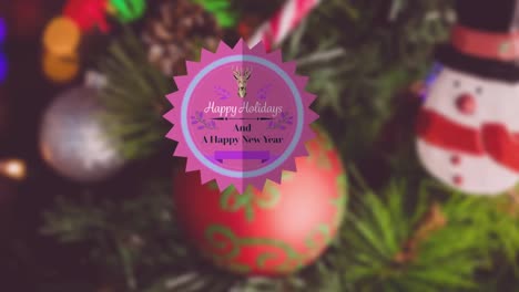 Animation-of-happy-christmas-and-a-happy-new-year-text-over-christmas-tree-and-decorations