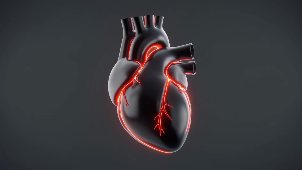 3D Animation of a Pulsating Human Heart with Red Glow