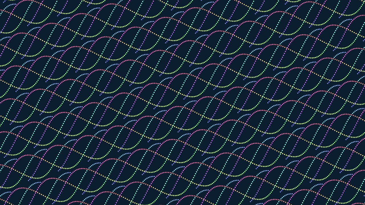 Dynamic and playful colorful wave-like lines on black background
