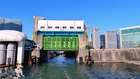 Beautiful-view-from-a-river-cruise-in-Tokyo-Sumida-River,-Japan