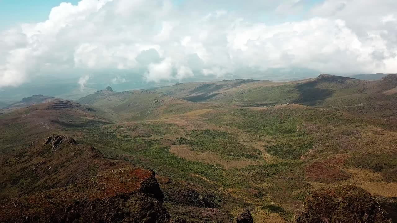 Extinct Shield Volcano Of Mount Elgon On The Kenya-Uganda Boundary, Africa. Aerial-Pan Shot