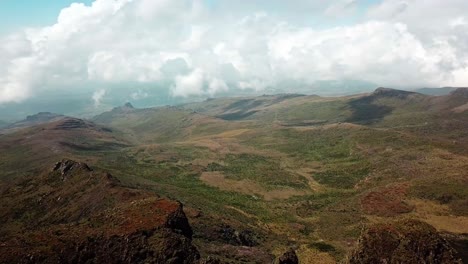 extinct shield volcano of mount elgon on the kenya-uganda boundary, africa. aerial-pan shot