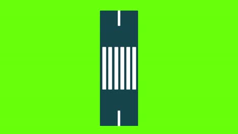 2d animation of a street and crossing sign on a green screen background