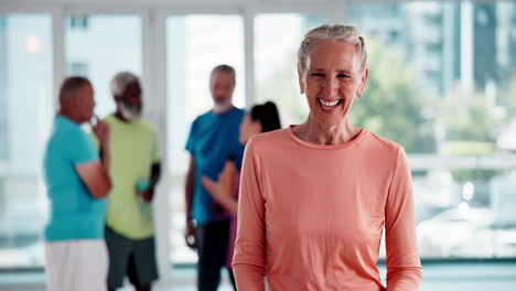 happy senior woman in fitness class