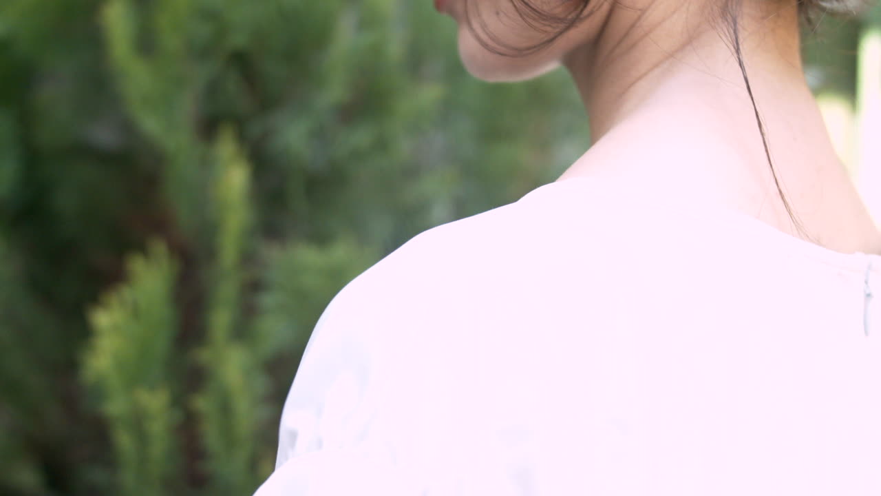 Close up of hair model having her photos taken.