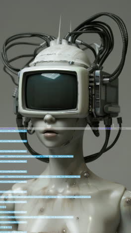 muñecas estatuas femeninas de porcelana con altavoces de audio y auriculares hechos con ai