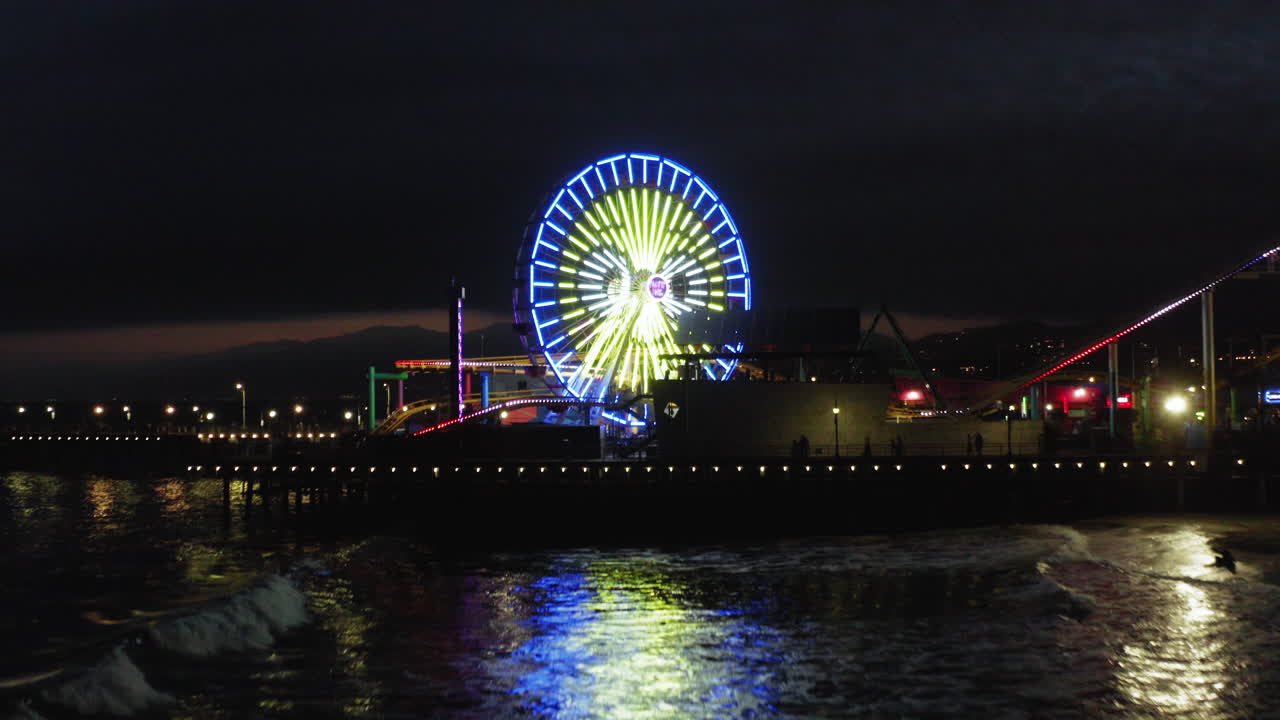 Santa Monica Pier at Night with Ferris Wheel
