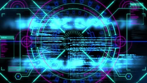 animación del procesamiento de datos y el alcance a través de la red de conexiones