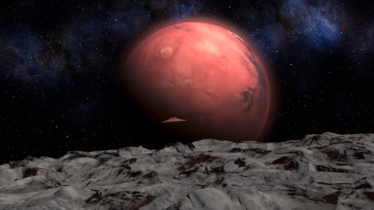 UFO over Martian Mountains