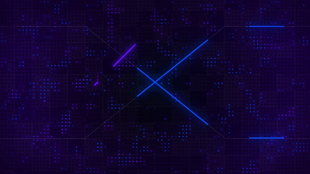 Technology digital animation background moving neon lighting electric lines along CPU computer hardware transmission network systems abstract 3D colour purple blue