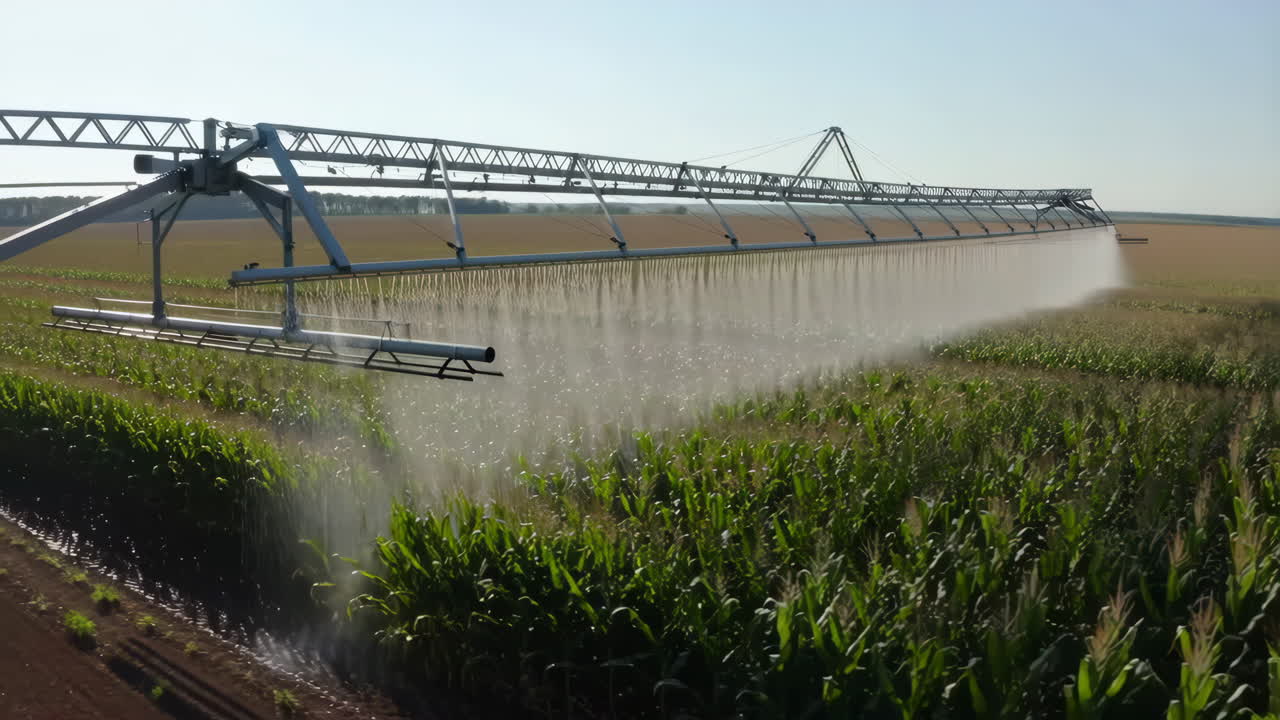 Large-scale pivot irrigation system watering a vast agricultural field