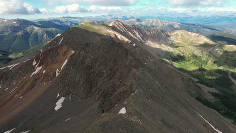 aerial view of loveland mountain pass and grizzly peak, colorado usa on spring season, drone shot