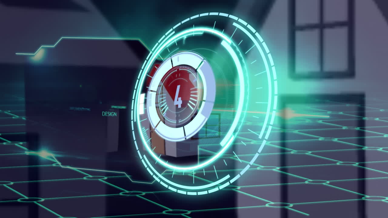 animación del reloj moviéndose sobre el procesamiento de datos sobre los proyectos de la casa