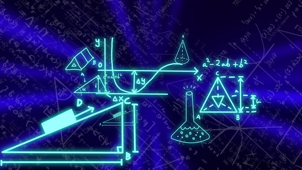 어두운 배경에서 과학 데이터 처리의 애니메이션