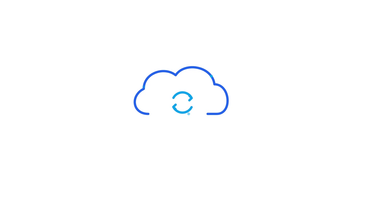 Animated Blue Cloud Icon with Rotating Sync Symbol