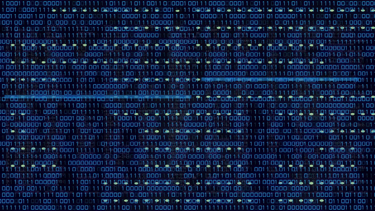 Animation of binary coding and data processing
