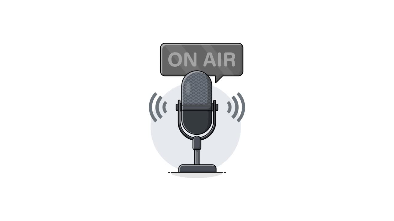 Animated Microphone with On Air Sign and Sound Waves | Premium Stock ...