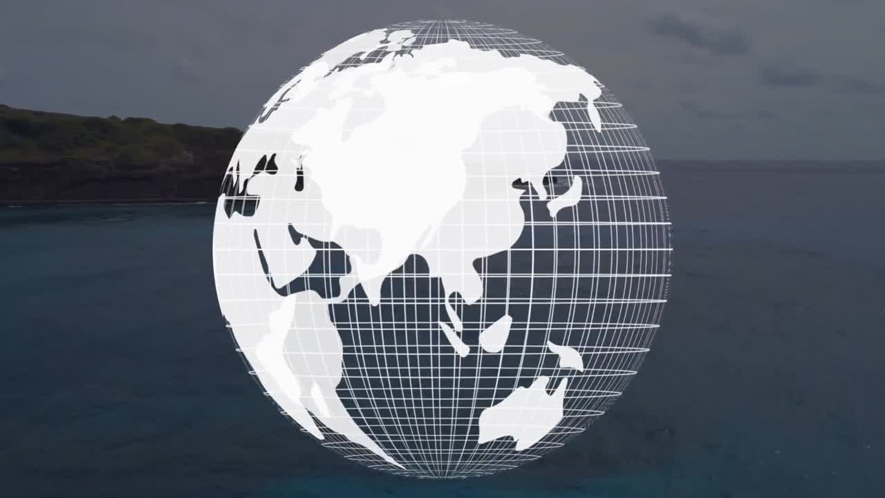 Animation of planet earth over seashore
