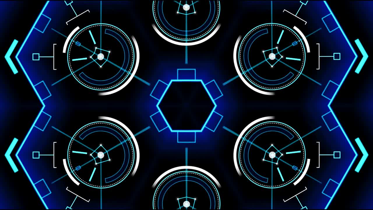 el video animado circular gira con una luz parpadeante brillante para determinar el objetivo, un fondo negro