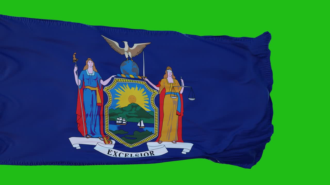 bandera de nueva york en pantalla verde. perfecto para su propio fondo usando pantalla verde. renderización 3d