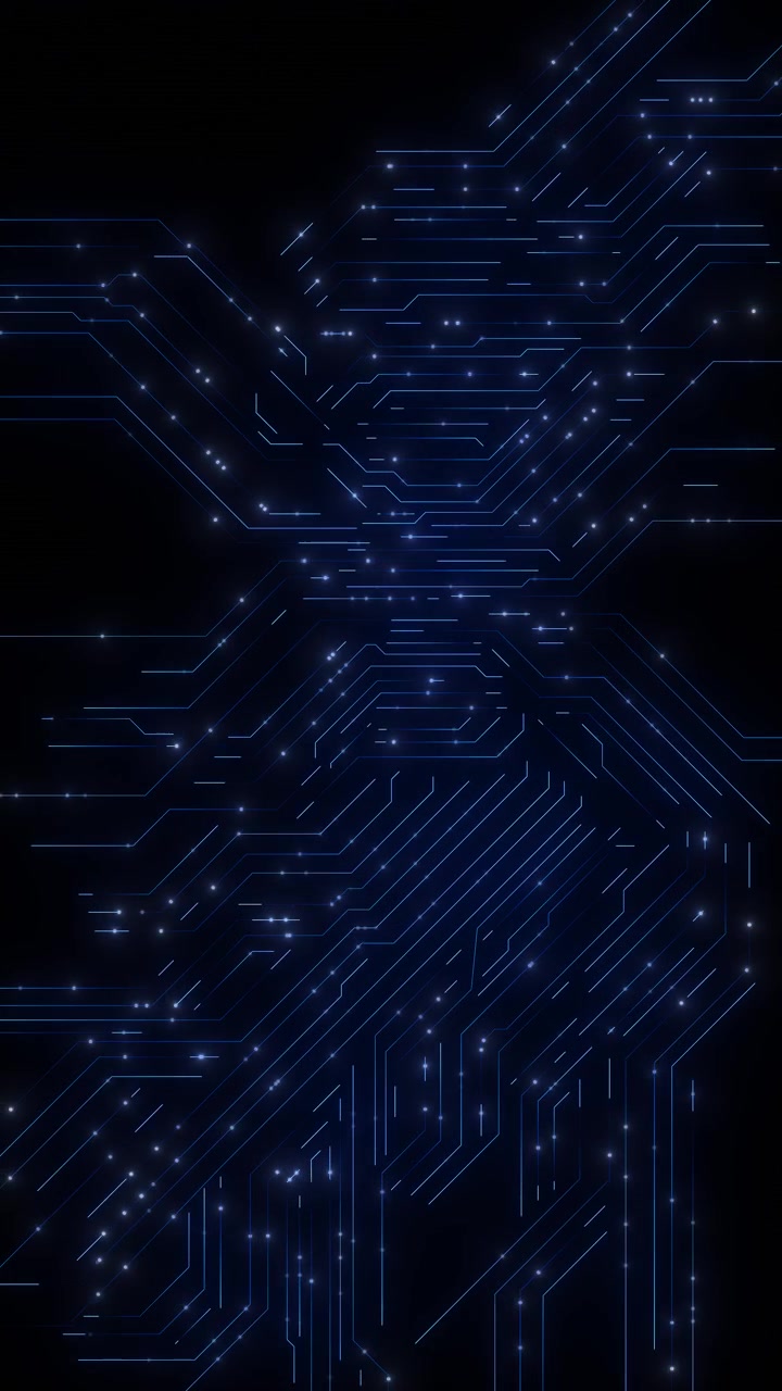 Blue circuit board lines background with glowing electronic traces tiny nodes and dark technology