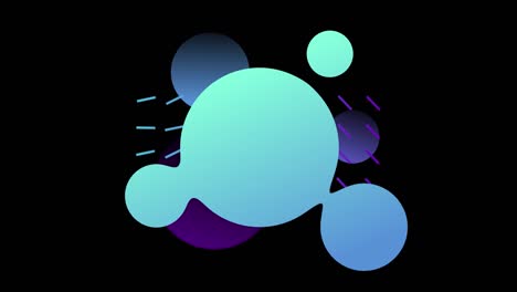 Abstract background with morphing circles in flat style on colorful backdrop. Animation of seamless loop.