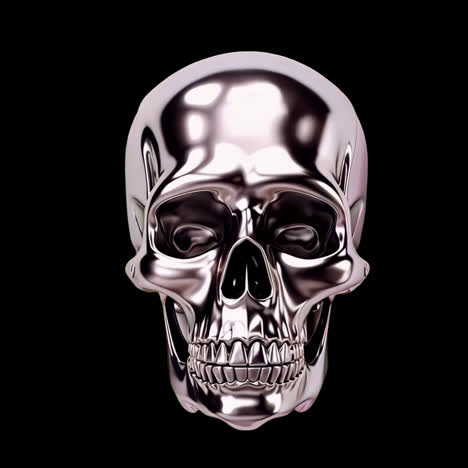 shiny chrome skull animation isolated asset, transparent 4k video, alpha channel, prores 4444