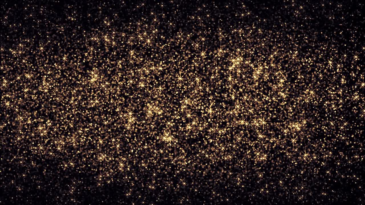 Golden glitter stars and particles
